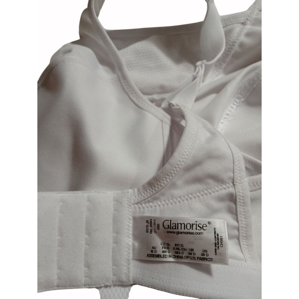 Glamorise Womens White High Impact Sports Bra CH991 Magic Lift Size 38D Wireless - Picture 7 of 11